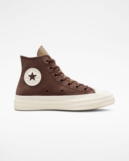 Zapatillas Altas Converse Chuck 70 Stretch Corduroy Mujer Marrones Kaki | PE LW4850